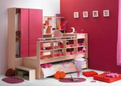 lit fille pour petite chambre avec rangement armoire bureau etagère lit plateforme pour fille