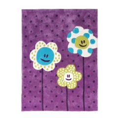 tapis rectangulaire enfant avec des fleurs pour chambre de fille sur thème nature