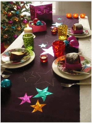 chemin de table avec étoiles pour décorer table de fête noel nouvel an, nov. 2010