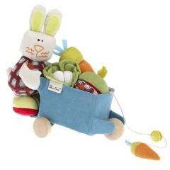 jeu à tirer en tissu lapin et brouette de légumes à scracher cadeau original enfant 6 mois à 18 mois