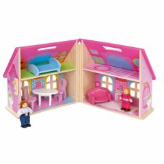 maison de poupee en bois avec meubles et personnages fille  18 mois 2 ans 3 ans
