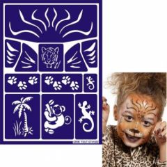 pochoir maquillage enfant fille ou garçon 3 ans, 4 ans, 5 ans, 6 ans, 7 ans, 8 ans, idee maquillage animaux de la jungle tigre lion singe facile.jpg
