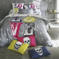 housse de couette tendant mode pour adolescent, enfant, adultes 140 x 200, 200 x 200, 220 x 240, housse lit 1 place, housse lit 2 places housse pas chere love et tête de mort
