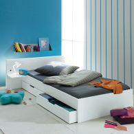 lit ado, literie et mobilier lit pour adolescent, lit avec table de chevet intégré, lit tendance ado pas cher
