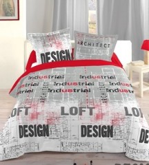 housse de couette art industriel texte noir rouge et blanche pour jeune housse 220 x 240 avec 2 taies d'oreiller housse tendance jeune pas cher.jpg