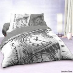 deco londres housse de couette grise et blanche avec 2 taies d'oreiller housse de couette tendance london big ben