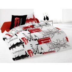 house de couette metro london imprimee cadeau tendance utile deco londres london angletterre lit 2 personnes 220 x 240 avec taies d'oreillers