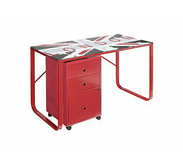 bureau plateau verre london avec texte et drapeau anglais uj union jack bureau original enfant ado adulte pas cher coloris rouge et bleu.jpg