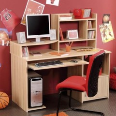 bureau en bois pin avec nombreux rangements bureau multimedia avec rangement pour etudiant enfant ado junior pas cher.jpg