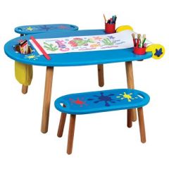 table dessin et travail avec gobelets intégrés pour dessiner table et banc jeune enfant