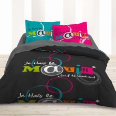housse de couette pas cher message je hais le matin sauf le week-end housse noir avec texte en couleurs parure housse et taie.jpg