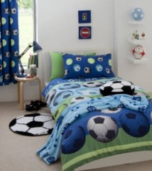 football housse de couette 140 x 200, 200 x 200 et 220 x 240 ballon de foot bleu et vert linge de lit football enfant, ado, adulte parure couette housse + taie.jpg