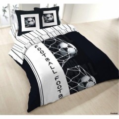 football housse de couette 220 x 240 pour fan de foot lit 2 places linge de lit football ado adulte parure lit 220 x 240 noir et blanc texte football avec ballon de foot.jpg
