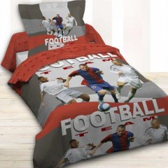 Housse De Couette Football – Parure De Lit 2 Pièces, 100% Coton, Impression 3D – Taille Simple 135x200 Cm, Taie Incluse