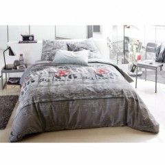 housse de couette 140 x 200, 200 x 200, 220 x 240 style graphie urbain inscription loft couleur taupe pour enfant, junior, ado, adultes housse linge de lit nouvelle collection pas chère.jpg