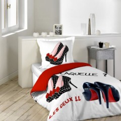 housse de couette parure couette ado pas cher avec escarpins 140 x 200 et 220 x 240 idée cadeau ado.jpg