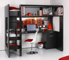 lit combine mezzanine pour ado pas cher stylé tendance couchage 1 personne pas cher moderne junior et adolescent lit noir combine avec rangement et bureau.jpg