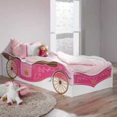 Lit fille en forme de carosse lit 90 x 190 1 place original en forme de carosse rose en bois pas cher et original.jpg
