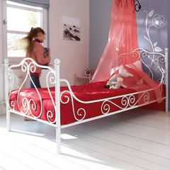 lit en metal fer forgé blanc pour fille lit fille 1 place en fer pas cher avec sommier chambre fille 3 ans, 4 ans, 5 ans et plus
