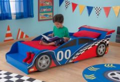 lit voiture de course 70 x 140 pour petit garçon 2 ans, 3 ans, 4 ans, lit bolide voiture ludique original