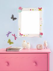 miroir enfant grand modèle avec papillon accessoire deco mur chambre fille