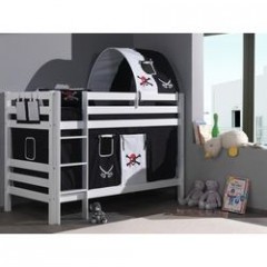 lit superposé deux couchages pirates noir et blanc avec habillage tissu pirate deco et amenagement chambre pirate pour garçon.jpg