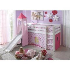 lit de princesse avec tour et tissu rose lit une place surelevé pour princesse 90 x 190