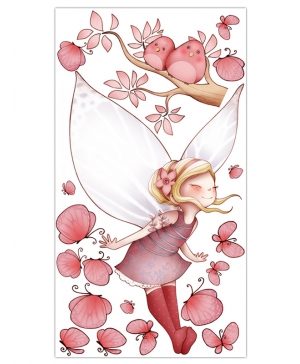 stickers fille sur le thème des fées papillons et oiseaux sur branche sticker de fées pour chambre fille.jpg
