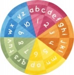 tapis enfant rond multicolore avec chiffres et lettres alphabets decoration chambre enfant