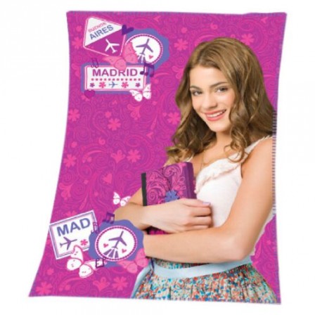 plaid en polaire bien chaude Violetta disney rose fushia avec photo violetta imprimée idée cadeau pas cher pour fan violetta disney.jpg