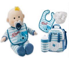 poupee en tissu jouet petite fille jeu imitiation bebe en tissu cadeau noel anniversaire fille 18 mois, 2 ans, 3 ans biberon et change