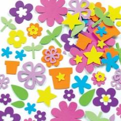 fleurs autocollantes en mousse avec pots, feuilles, tiges pour loisirs creatifs acivités manuelle fete des mères et printemps pas cher.jpg