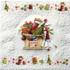serviette noel blanche rouge verte paquet cadeau vendue à l'unité pas cher deco noel et collage serviette fête et noel.jpg