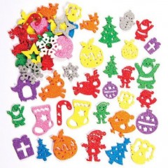 autocollant gomettes noel paillette pour decorer menu invitation carte de voeux autocollant en mousse pailleté à coller sur tous les supports de noel bricolage enfant.jpg