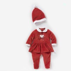 pyjama noel rouge volanté avec bonnet pere noel pas cher tenue de fête et noel pour petite fille et bébé naissance au 3 ans pas cher