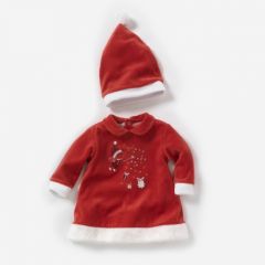 robe de noel rouge pour bébé avec bonnet pas cher tenue de noel bebe