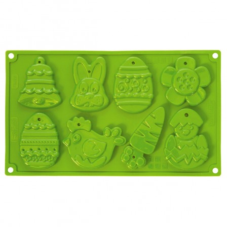 moule silicone paques poule poussins carottes lapin fleurs et oeufs pour chocolat ou gâteau decor en pate d'amande ou pâte à sucre.jpg