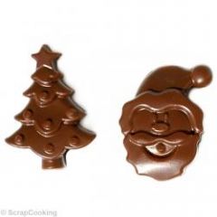 chocolat de noel facile à préparer pour les fêtes avec le moule chocolat de noel  12 empreintes avec Père Noël, rênes, sapins, couronnes et cloches.jpg