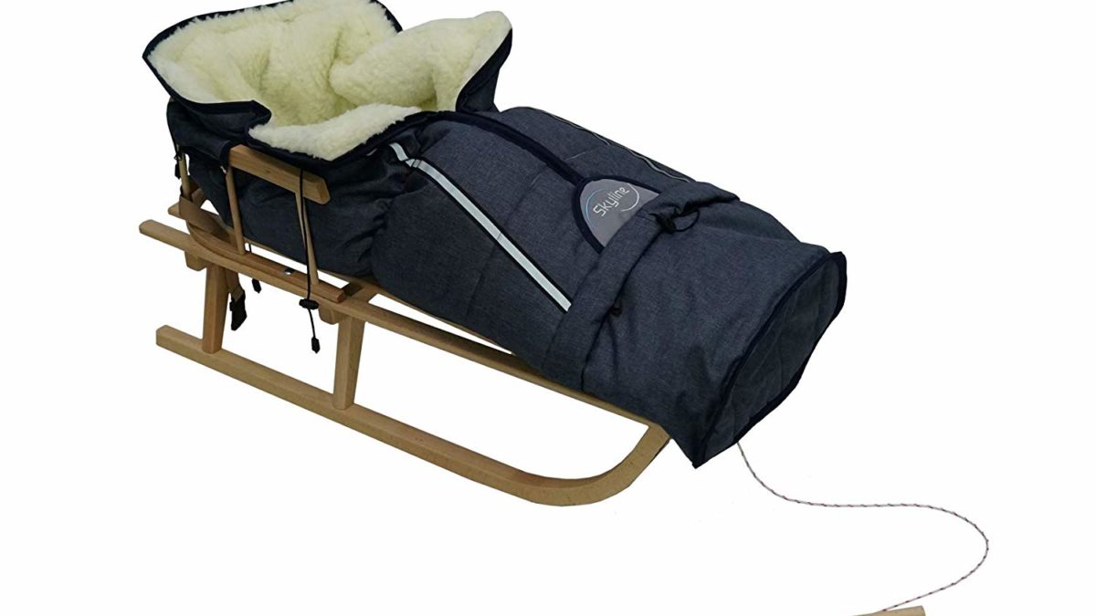 Luge bébé, luge enfant –  luge en bois avec ceinture de sécurité pour promener bébé et enfant dans la neige