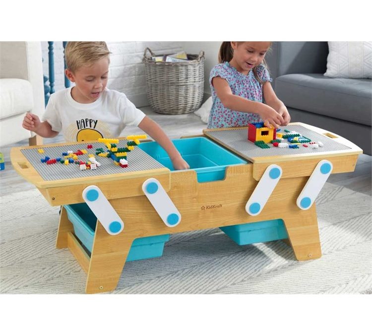 Idéal pour jouer avec des lego ou des duplo : la table ronde de construction pour enfants de 3 à 8 ans