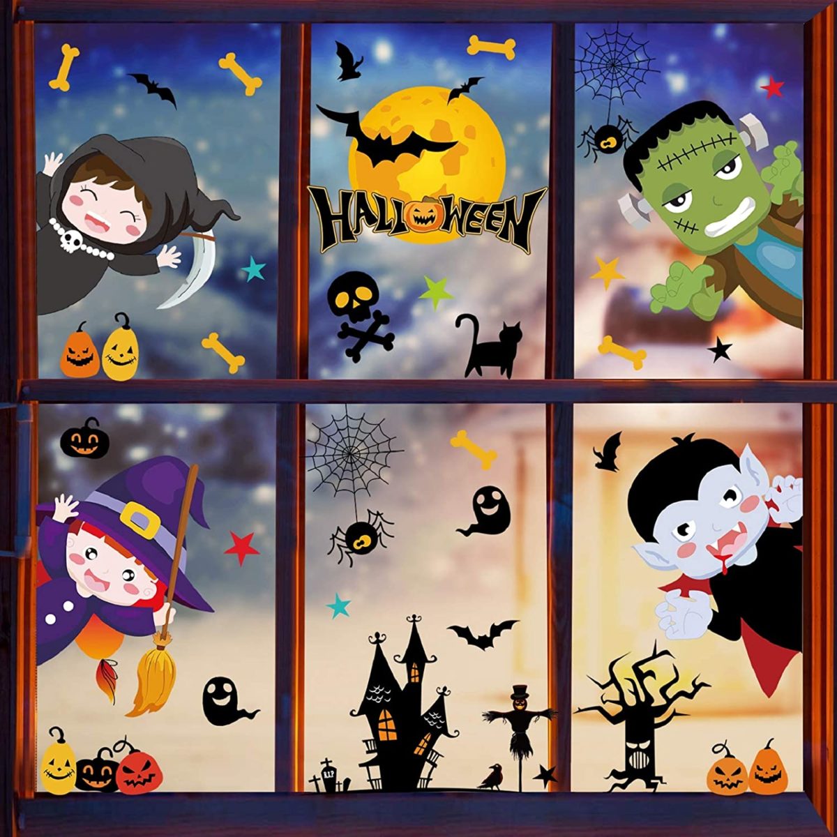 décor halloween pour fenêtre autocollants fenêtre pour enfant