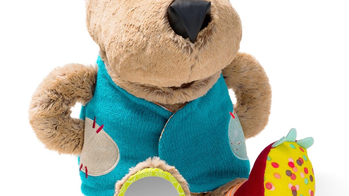 jeu de développement dextéritié jeune enfant creche, maternelle ; peluche pour apprendre à nouer, scratcher, zipper …..