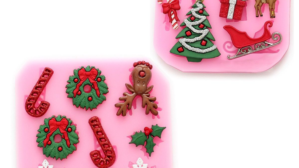 Noel : moule silicone pâte à sucre, pâte d’amande pour réaliser decoration sucrée noel ; moule de noel pour pâte à sucre et deco en sucre