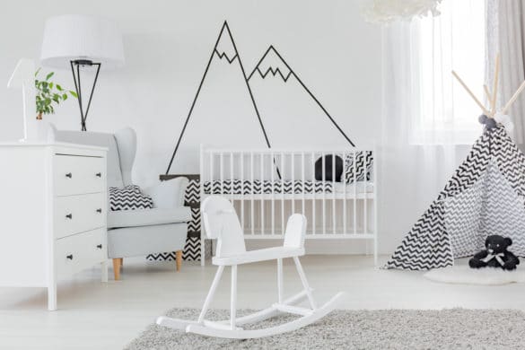 chambre enfant et bébé en noir et blanc