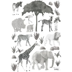 stickers animaux de la savane noir & blanc