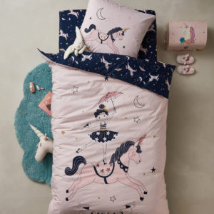 housse-de-couette-rose-pour-fille-thème-cirque-140-x-200