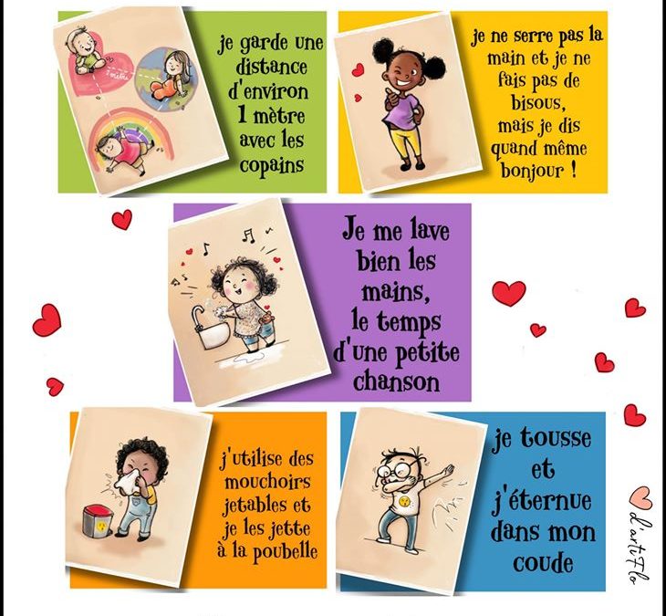 Affiches pour expliquer les gestes barrières aux enfants