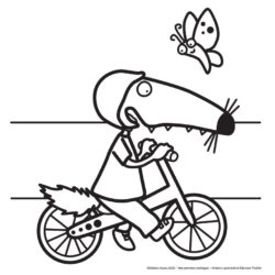 coloriage p'tit loup pour maternelle petit loup fait du vélo