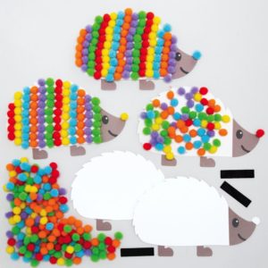 activité automne collage pompons hérisson kit créatif