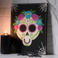 fête des morts mexicain peindre un tableau halloween avec gabarit